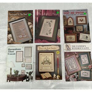 Set Of 6 Christian Cross Stitch Pattern Leaflets By Leisure Arts & Praying Hands